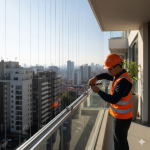 Invisible grills are a modern solution for securing balconies without obstructing the view. They are typically made from thin, high-tensile stainless steel wires coated in nylon.

Installation Process
Professional installation is highly recommended to ensure the grills are securely and safely fitted. The process generally includes:

Site Assessment: A technician will visit your location to take precise measurements of the area and provide a quote.

Preparation: The area is cleaned, and any cracks or damage to the walls are fixed.

Installation: The stainless steel wires are stretched taut between aluminum channels or directly into the concrete walls.

Testing: The installed grills are tested for strength and stability to ensure they can withstand pressure.

Cost and Materials
The cost of invisible grills is typically calculated per square foot and can vary based on the quality of the material and the specific service provider.

Price: Prices can range from ₹100 to ₹500 per square foot, with an average of ₹130 to ₹200 per square foot, and usually include material and labor costs.

Materials: Common materials include marine-grade stainless steel (SS 304, SS 316) and a protective nylon or Teflon coating.

Additional Information
Invisible grills are durable and resistant to rust and corrosion, making them suitable for various weather conditions.